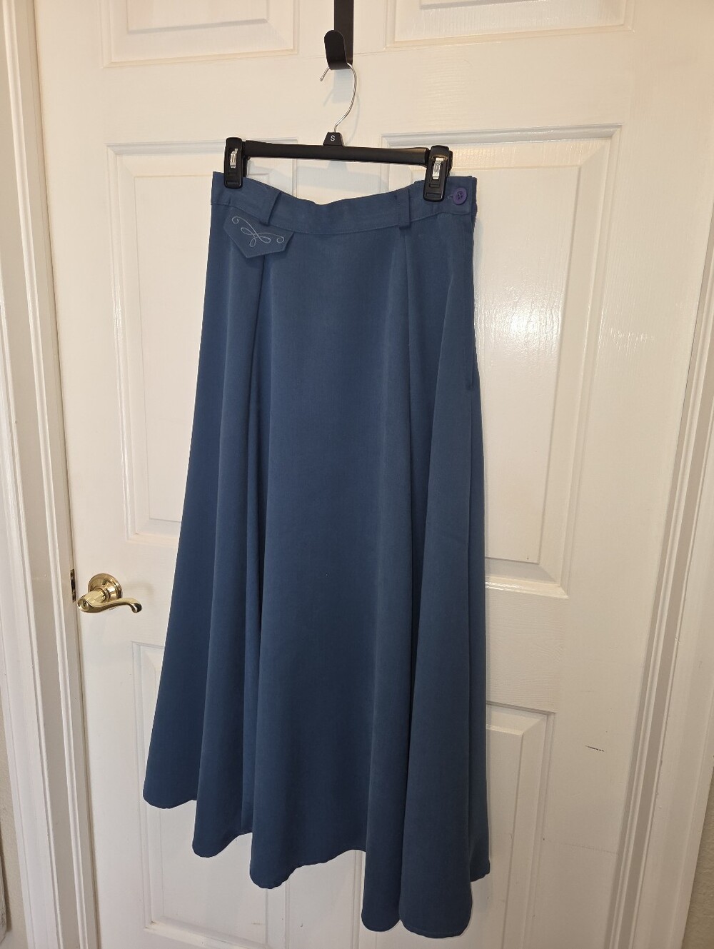 Vintage 90s Roper Maxi Skirt M Blue Faux Pocket